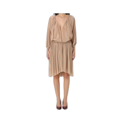 V-Neck Pleated Midi Dress