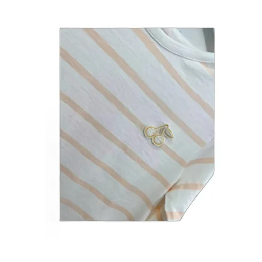 Embroidered-Cherry Striped Top