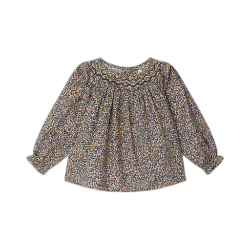 Floral-Print Long-Sleeve Blouse