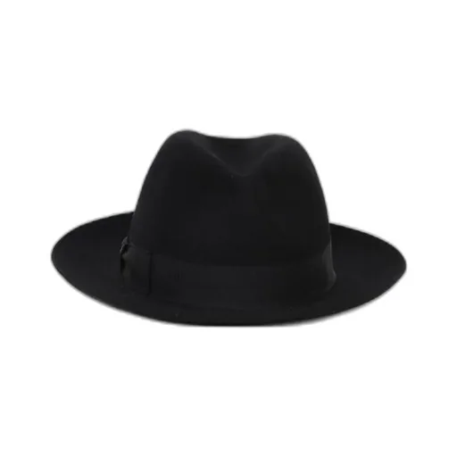 Ribbon-Trimmed Wide-Brim Fedora Hat