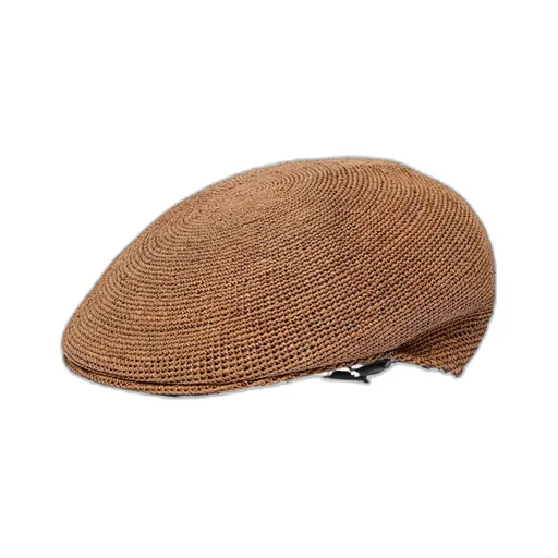 Rafia Crochet Flat Beret Hat