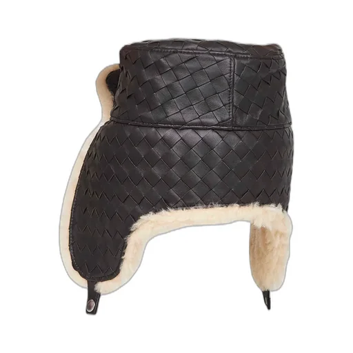 Intrecciato Leather Aviator Hat