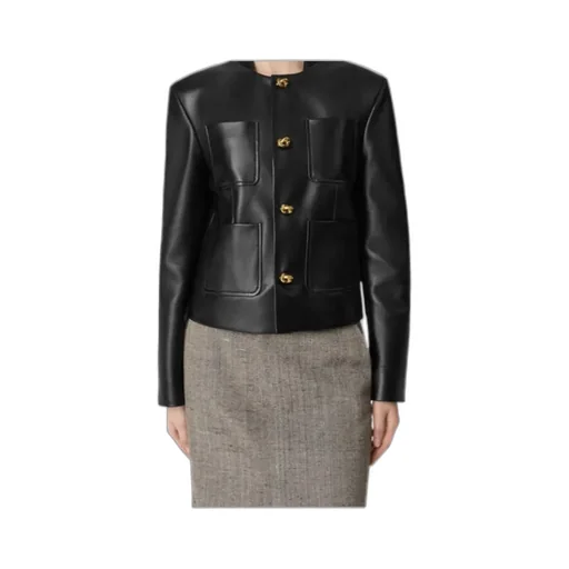 Knot Detailed Leather Blouson