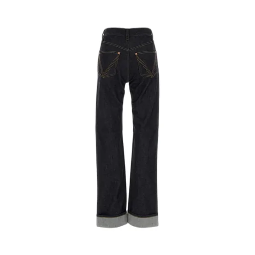 Turn-Up Hem Straight Denim Jeans