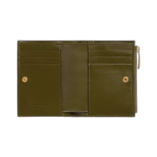 Small Intrecciato Bi-Fold Zip Wallet