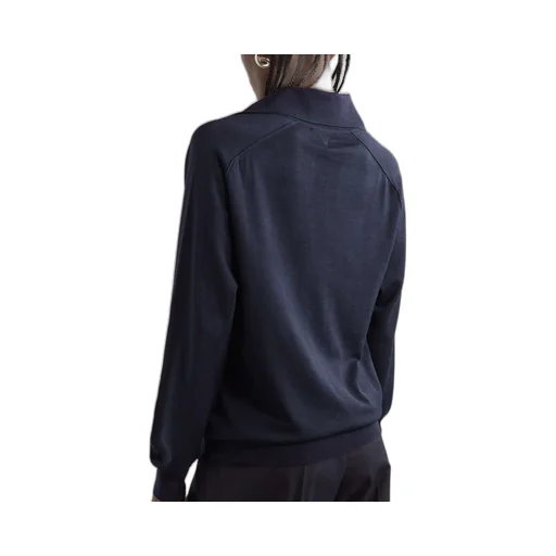 Tonal-Stitched Ribbed-Cuffs Polo Shirt