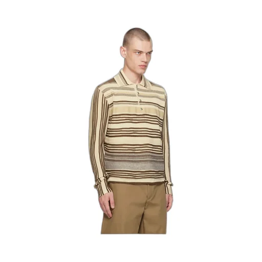 Striped Long-Sleeved Polo Shirt