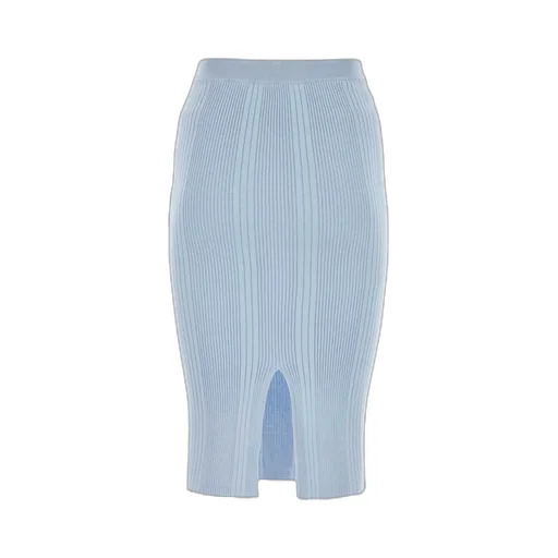 Back Slit Knitted Midi Skirt