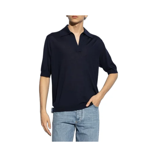 Short-Sleeved Knitted Polo Top