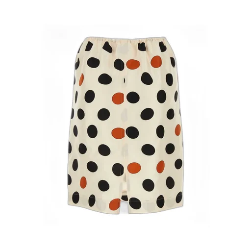 Rear Slit Polka Dot Printed Skirt
