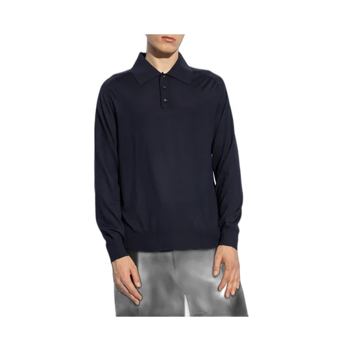 Long Sleeved Knitted Polo Shirt