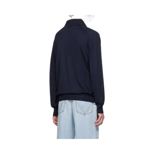 Long Sleeved Knitted Polo Shirt