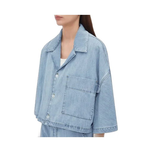 Light Bleached Denim Cropped Shirt
