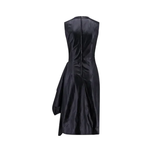 Draped Leather Midi Dress