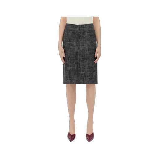 Printed Leather Midi Skirt
