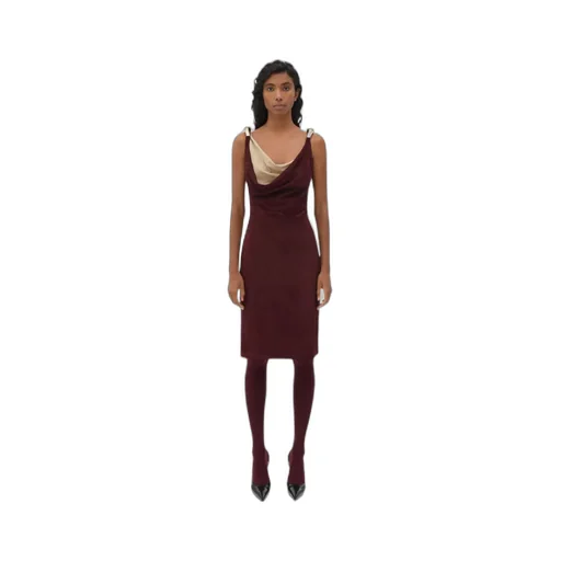 Cowl-Effect Suede Dress