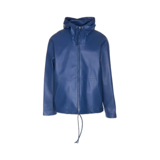Zip Hooded Leather Jacket