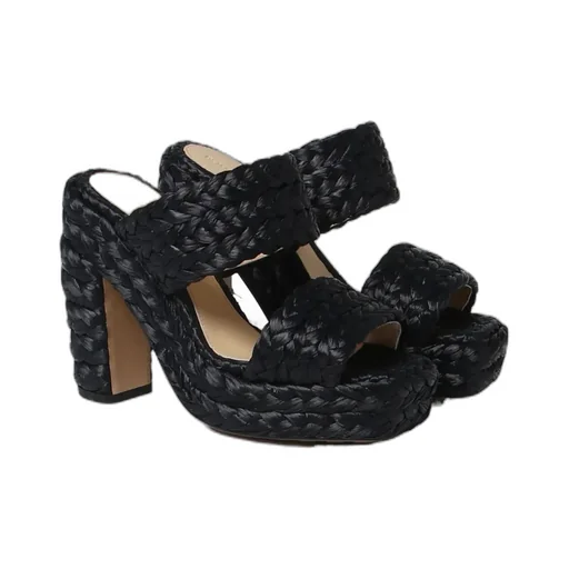 Woven Slip-On Heeled Sandals