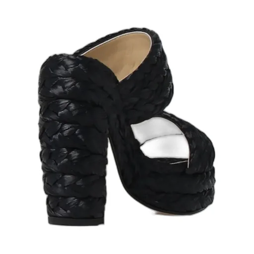 Woven Slip-On Heeled Sandals