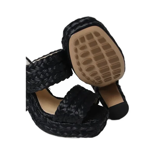 Woven Slip-On Heeled Sandals