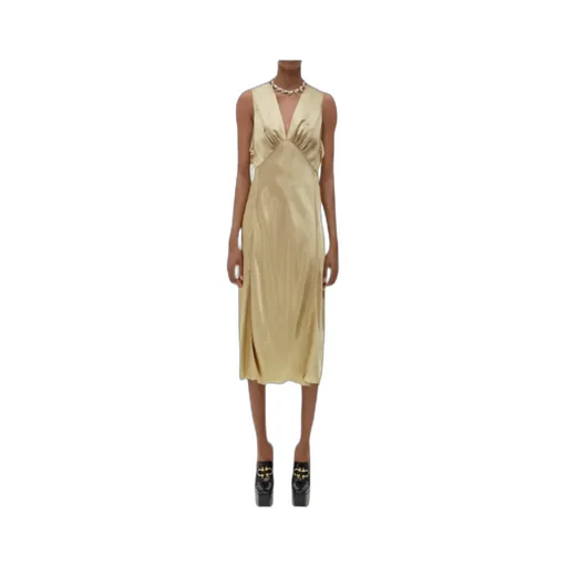 V-Neck Satin Midi Dress