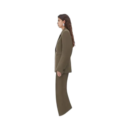 Tight Wool Casual Jacket With Curved Sleeves