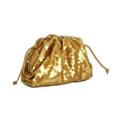 Sequin-Embellished Ruched Crossbody Bag