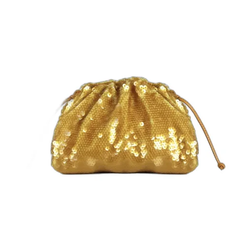 Sequin-Embellished Ruched Crossbody Bag