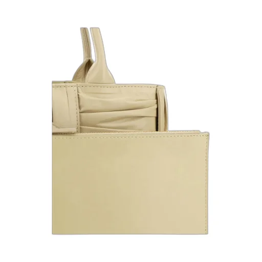 Woven Pleated Top Handle Tote Bag