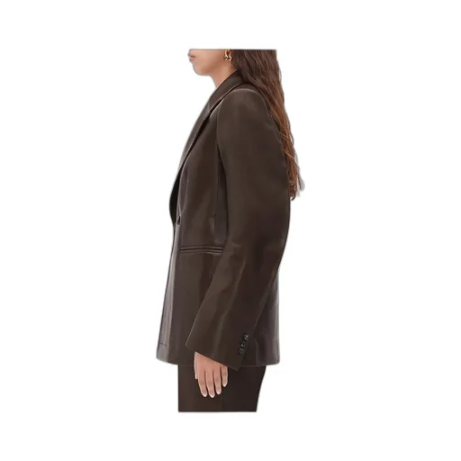 Logo Curved Sleeve Leather Jacket