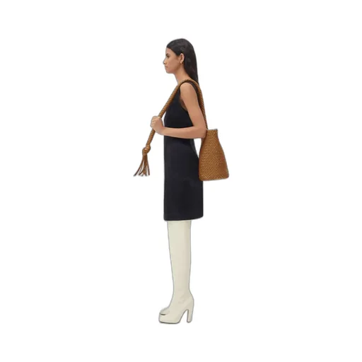Logo Knitted Bucket Shoulder Bag
