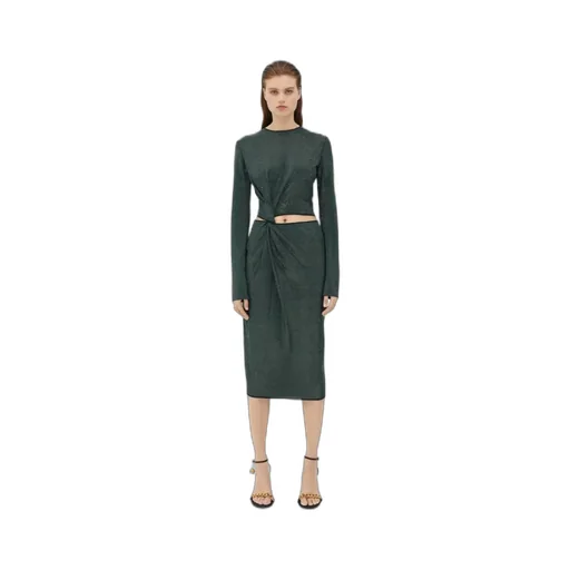 Logo Rivet Decoration Long-Sleeved Dress