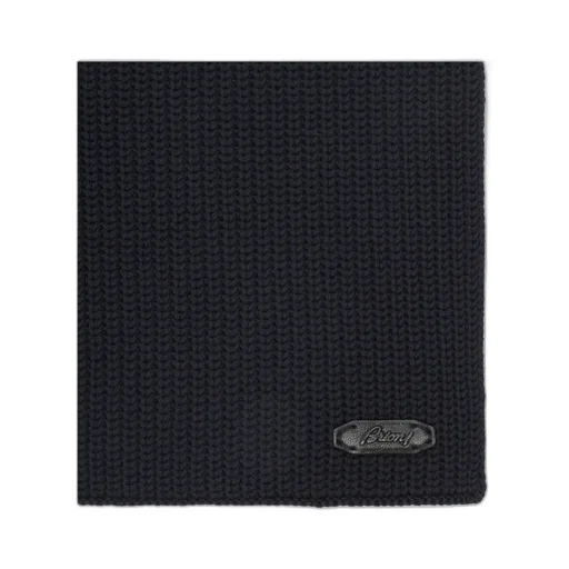 Logo Patch Ribbed Knit Scarf