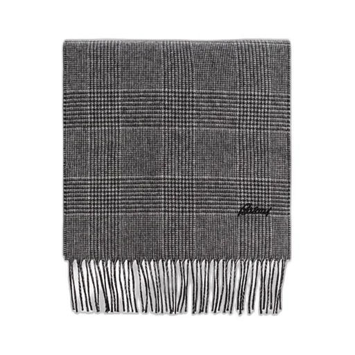 Houndstooth-Pattern Fringed Scarf