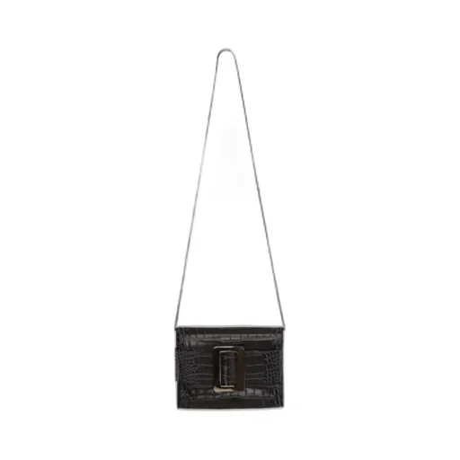 Buckle Detailed Embossed Crossbody Bag