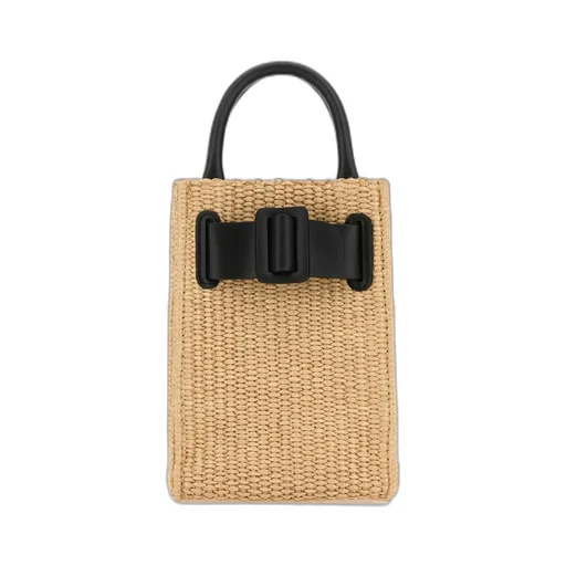 Buckle-Detailed Woven Tote Bag