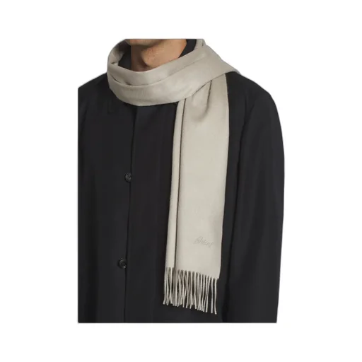Logo-Embroidered Fringe Scarf
