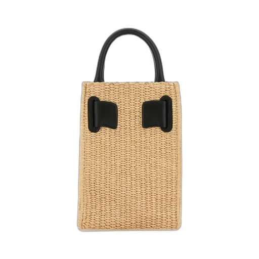 Buckle-Detailed Woven Tote Bag