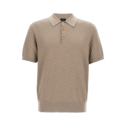 Woven Pattern Knitted Polo Shirt