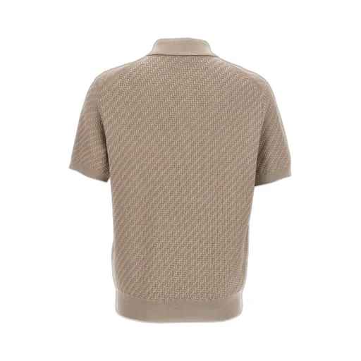 Woven Pattern Knitted Polo Shirt