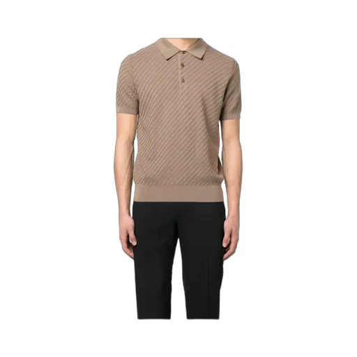 Woven Pattern Knitted Polo Shirt