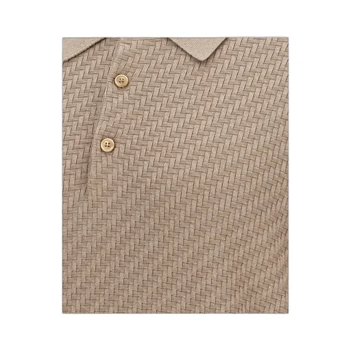 Woven Pattern Knitted Polo Shirt