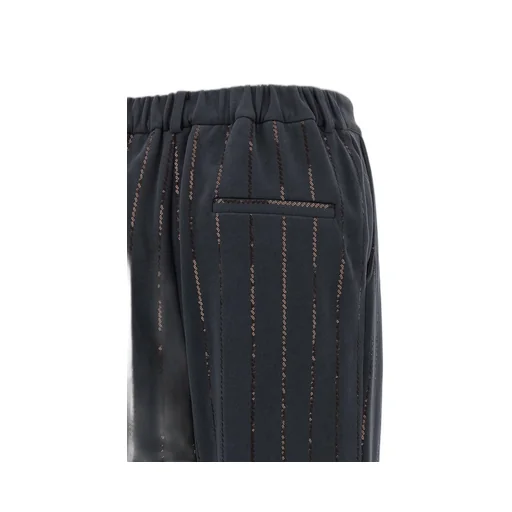 Sequin-Striped Pinstripe Trousers