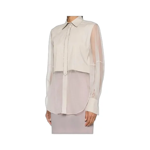 Monili-Chain Semi-Sheer Shirt