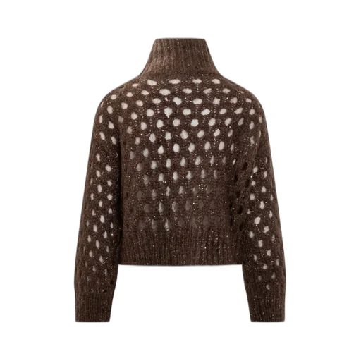 Sequin-Embellished High-Neck Sweater