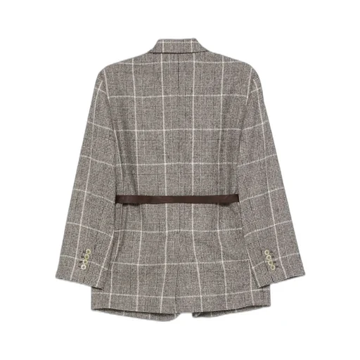 Checked Belted Blazer