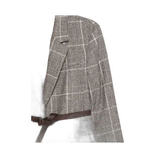 Checked Belted Blazer