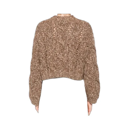 Cable-Knit Balloon-Sleeve Sweater