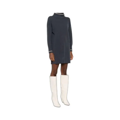 Ribbed High-Neck Mini Dress
