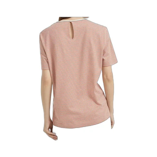 Shiny Neck Detail Striped Jersey T-Shirt